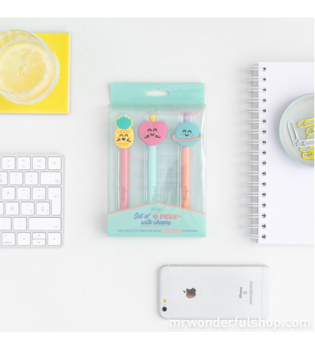 CONJUNTO DE 3 CANETAS COM FORMAS MR. WONDERFUL